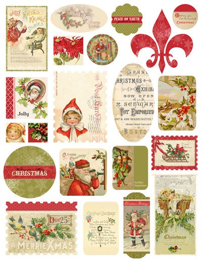 Deck the Halls Vintage Cardstock Stickers