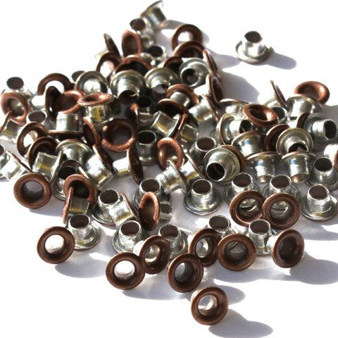 20 Brushed Copper Round Eyelets