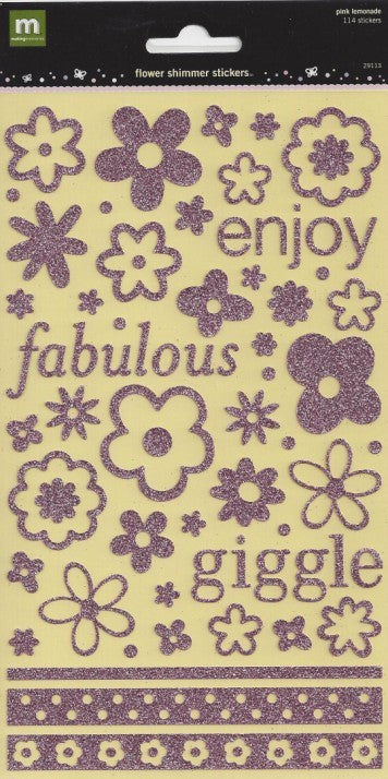 Flower Shimmer Stickers Pink Lemonade