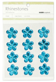 Rhinestones Large Flowers Blue