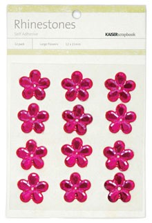 Rhinestones Large Flowers Hot Pink