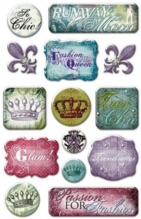 Melange Passion for Fashion Rhinestone Epoxy Stickers