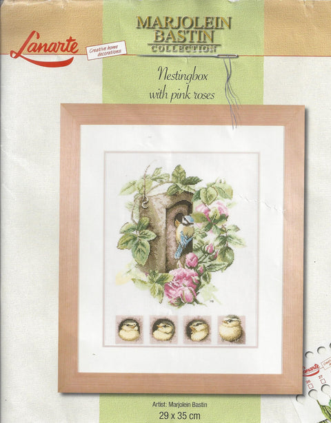 Marjolein Bastin Nestingbox With Pink Roses Cross-stitch Kit