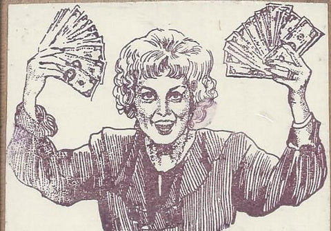 Woman Waving Money Stamp