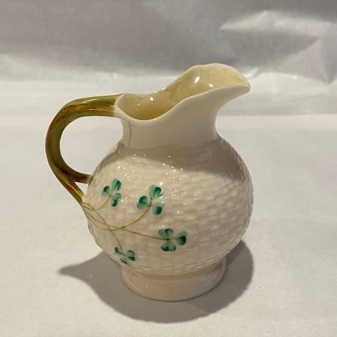 Belleek Shamrocks and Basketweave Jug