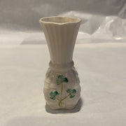 Belleek Shamrock Basketweave Vase