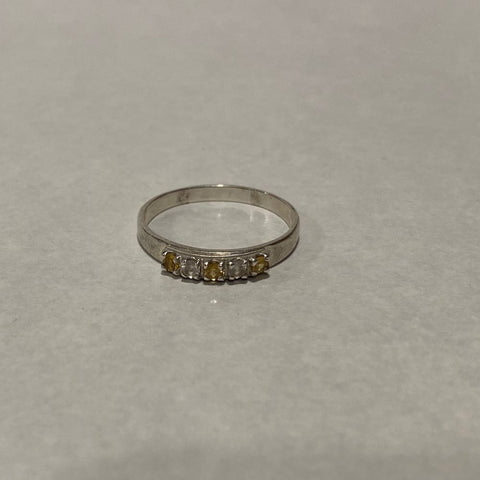 Sterling Silver Citrine and CZ Ring