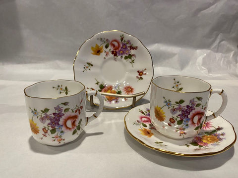 Royal Crown Derby Posies Two Demitasse Cups and Saucers