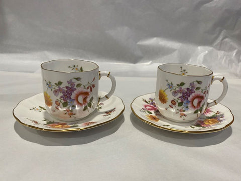 Royal Crown Derby Posies Two Demitasse Cups and Saucers