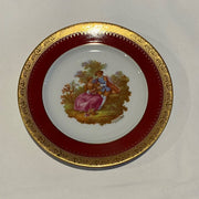 Limoges Fragonard Burgundy Courting Couple Plate