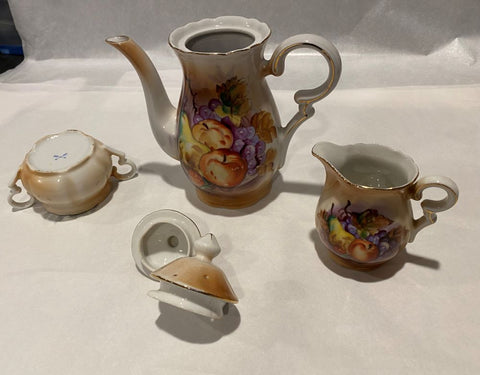 French Coffee Pot, Milk Jug and Lidded Sugar Bowl