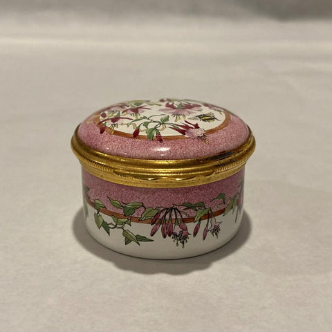 Halcyon Days Fuchsia Flowers Enamel Trinket Box