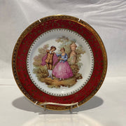 Limoges Fragonard Burgundy Courting Couple Plate 24.5cm