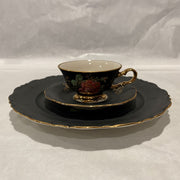 Waldershof Bavarian Black Matt Demitasse Trio - Rare